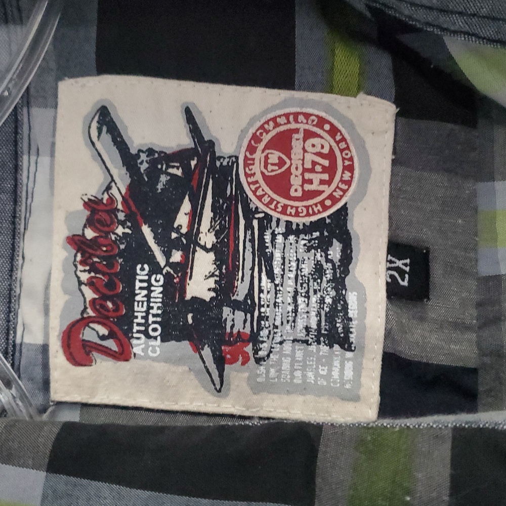 🦜 2/$10 Decibel Authentic Clothing Men's Green and Blue Plaid Shirt. Size 2X. - Picture 3 of 6